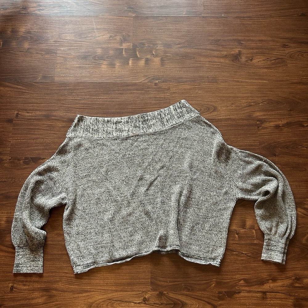 Free People Alana Sweater Gray Off The Shoulder Oversized Size Medium
